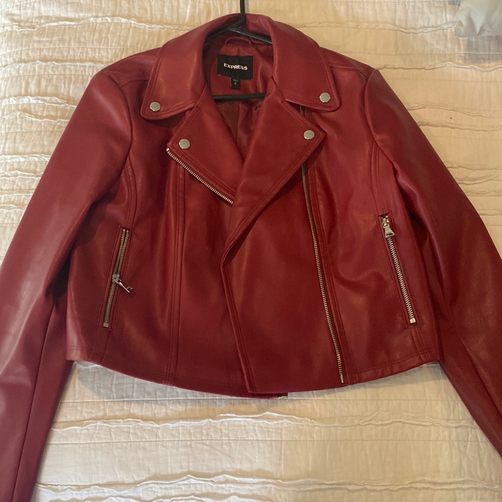 Express Red Faux Leather Jacket